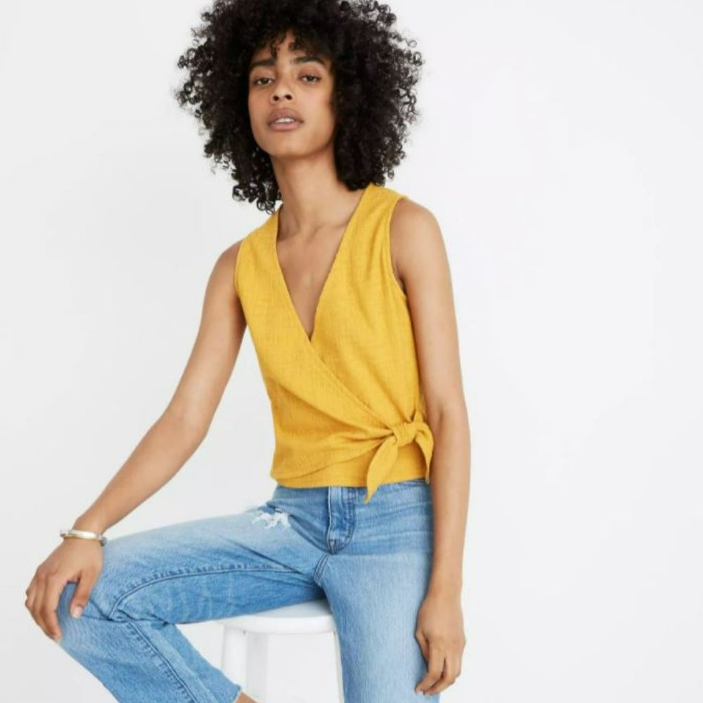 Madewell Yellow Mustard Wrap-Tie Tank Top US XL